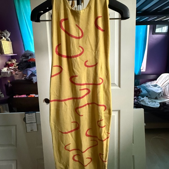 Dresses & Skirts - Yellow Dress with Pink Abstract Design